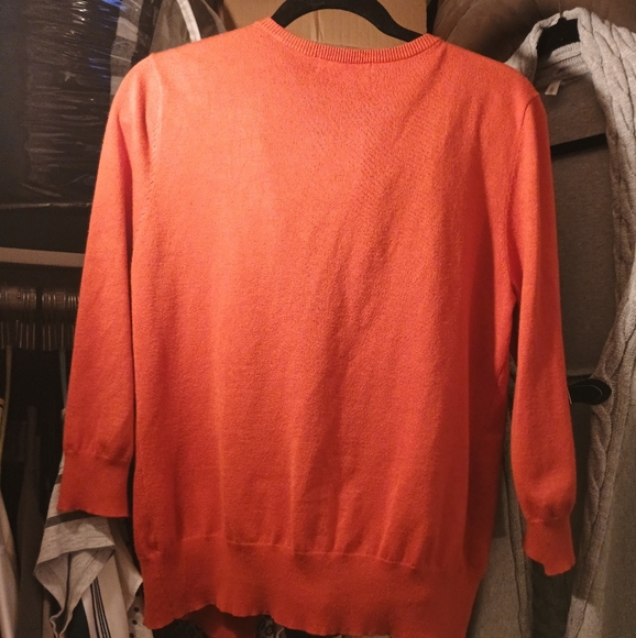 Orange Button-down Ruffled front Cardigan - Picture 2 of 9